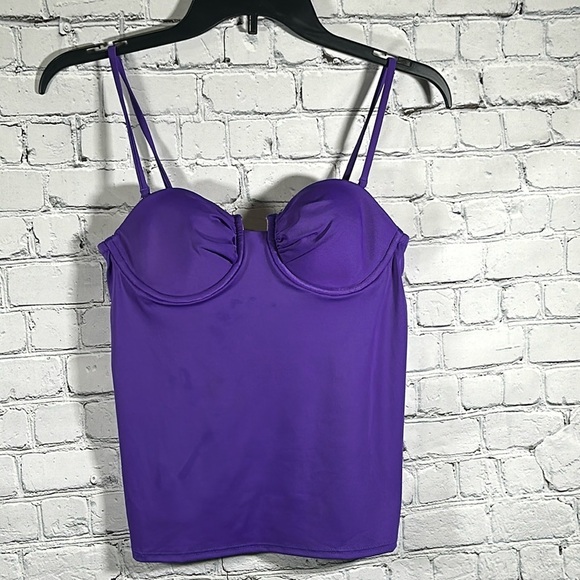 J. Crew Women's Purple Underwire Swing Tankini Swimsuit swim Top size 6 NEW - Picture 2 of 16